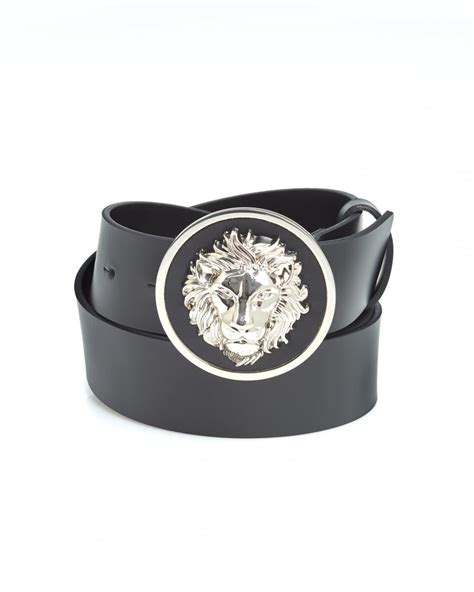 Versus Versace Gian Black Leather Embellished Lion Head 